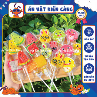 Combo Kẹo Mút Trái Cây Mix Vị Que Lớn, Kẹo Mút Vị Hoa Quả Nhiều Hình Dễ Thương