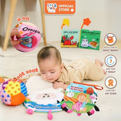 Sách vải cho bé đồ chơi cho trẻ Lalala baby sơ sinh đồ chơi vải Animals on the farm đồ chơi vải đa tương tác