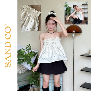 Áo ống form babydoll SAND bồng xoè cho nữ có kèm KHĂN BANDANA mặc được 2 kiểu thành chân váy - Lili Tupe Top