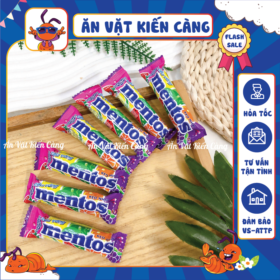[10 CHIẾC] Kẹo Mentos Vị Trái Cây (thỏi 5viên), kẹo nhai trái cây, đồ ăn vặt