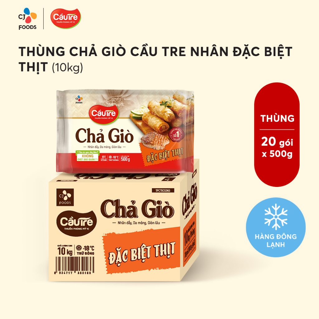   Tiết kiệm  Thùng 20 gói Chả giò Đặc Biệt Nhân Thịt & Nhân Hải Sản 500g 
