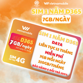 Sim 1 Năm 7GB/Ngày Vietnamobile – Gói D365 – Trọn Gói Không Phát Sinh Phí, Có eSIM