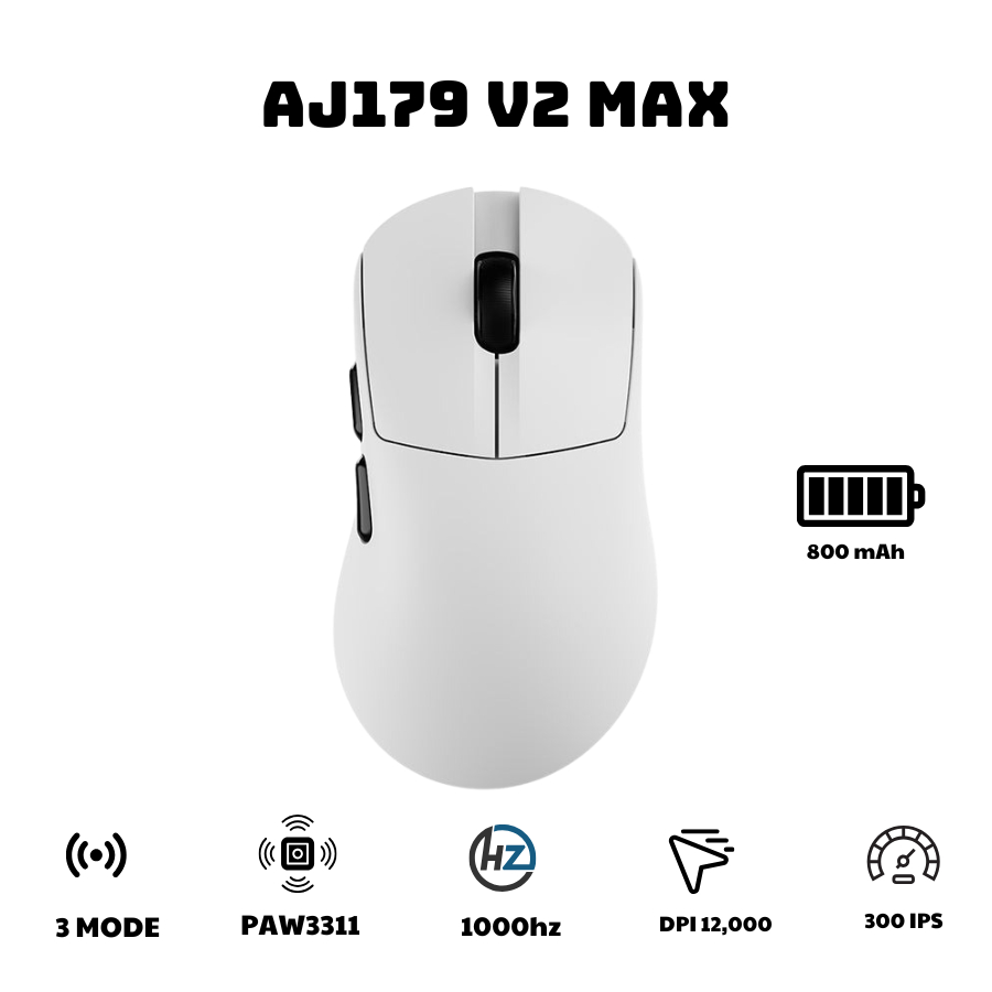 AJAZZ Chuột Gaming Không Dây AJ179 V2 MAX - 3 Mode Kết Nối - PAW3311 - 1000Hz - 12000 DPI -  App tùy chỉnh | BigBuy360 - bigbuy360.vn