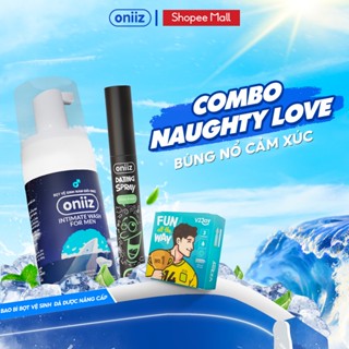 Combo Naughty Love Oniiz Bọt vệ sinh nam giới, Xịt thơm miệng dating spray, Bao cao su V2Joy siêu mỏng kéo dài thời gian