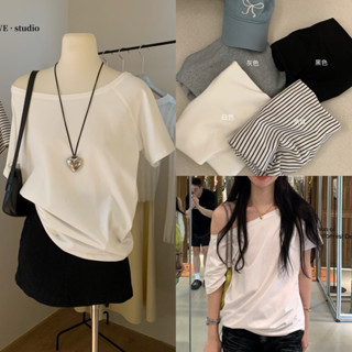 Áo Thun Lệch Vai WGWE 3719 – Tay Ngắn Form Rộng Cá Tính Mùa Hè