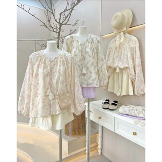 Set Áo Thô Dài Tay Thêu Hoa Phối Dây Mix Quần Đùi 2 Màu Form Xinh (Ảnh Thật Trải Sàn) Lollaye