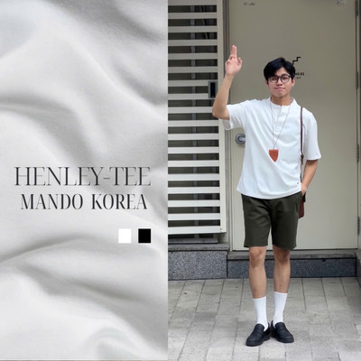 Áo thun trơn Cổ Tàu Henley-Tee basic phong cách Hàn Quốc chất liệu Cotton MANDO KOREA Menswear - TTEE002