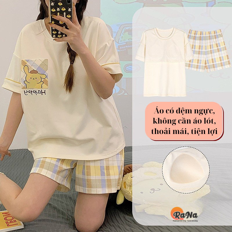 Bộ Đồ Ngủ, Quần áo Nữ Mặc Nhà Pijama Cotton Có Đệm Ngực - RaNa