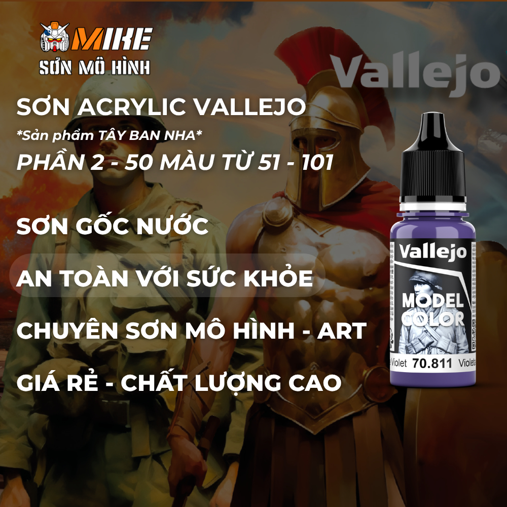 Sơn VALLEJO 51-101 gốc nước ACRYLIC Model Color 18 ml thân thiện môi trường cọ, airbrush, mô hình gu