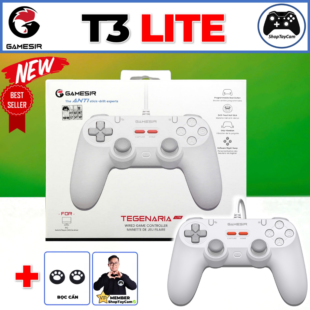 Tay Cầm Chơi Game GameSir T3 LITE Chính Hãng 1000Hz, Hall Effect Chơi Game FCO, PC, LAPTOP 2025