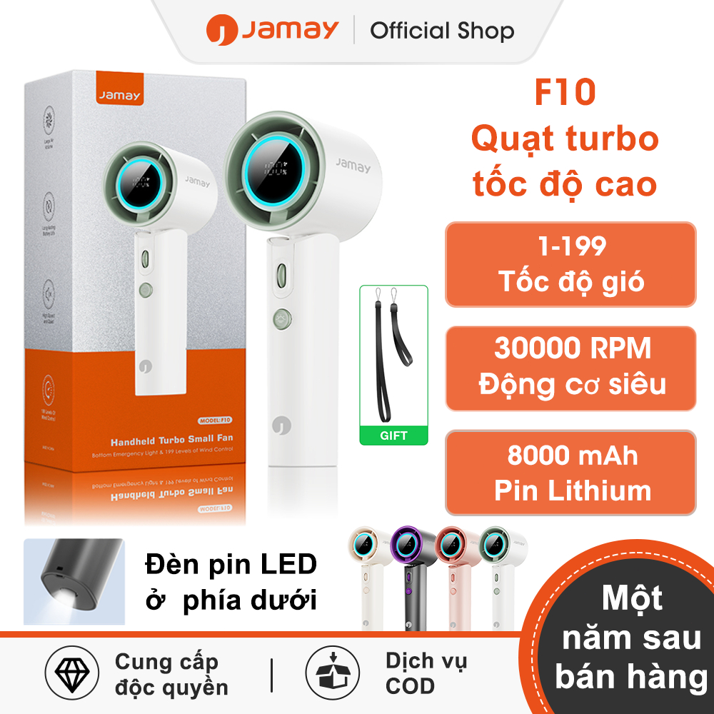 JAMAY Quạt cầm tay  có chức năng đèn pin có thể cung cấp ánh sáng khẩn cấp,  Tốc độ gió cao Turbo Fa