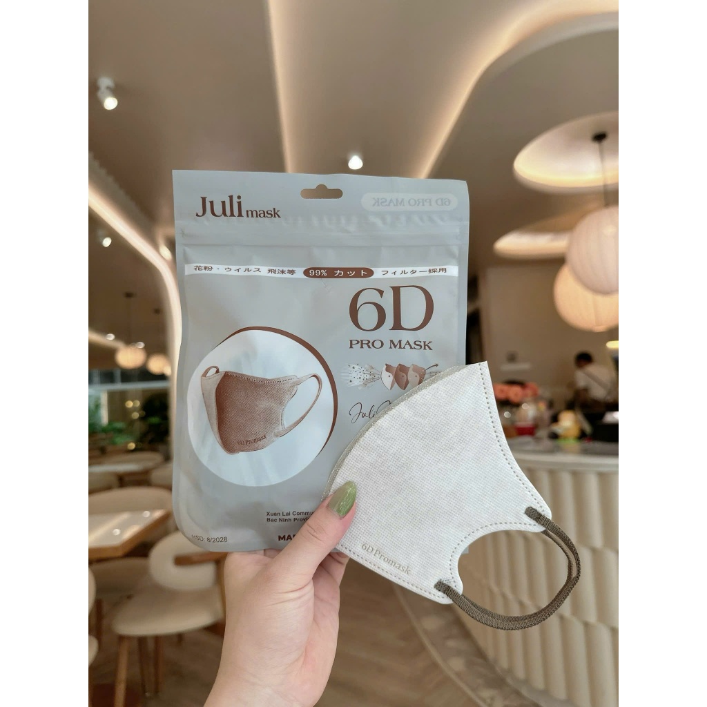 [ Mua 100 tặng 20c ] Khẩu trang 6D JULI Mix Đủ 6 Màu Trend,Kháng khuẩn, Qoai êm Thoải Mái