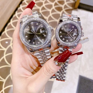 Combo đồng hồ đôi đeo tay nam nữ dây kim loại cao cấp chống nước R0lex nam size 41mm nữ size 31mm máy pin japan