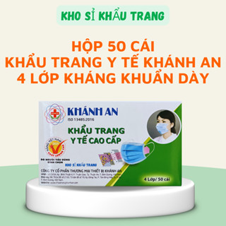 Hộp 50 cái khẩu trang y tế Khánh An 4 lớp kháng khuẩn dày,hàng chính hãng công ty