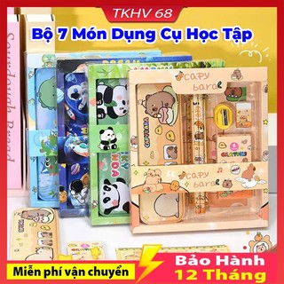  Bộ học tập 7 móndụng cụ  cho bé nhiều mẫu hoạt hình đáng yêu cute gồm hộp bút hộp màu bút chì thước kẻ gọt chì tẩy 