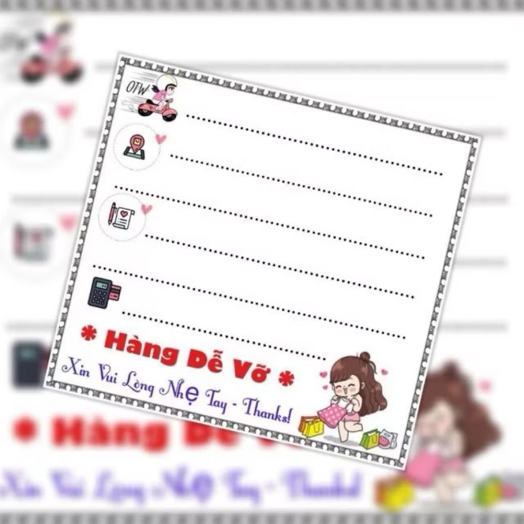 Phiếu gửi hàng cho các shop
