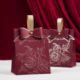 hộp đựng quà mini hình hoa đính nơ sang trọng, hộp đựng quà cưới, đựng mỹ phẩm đựng trang sức.