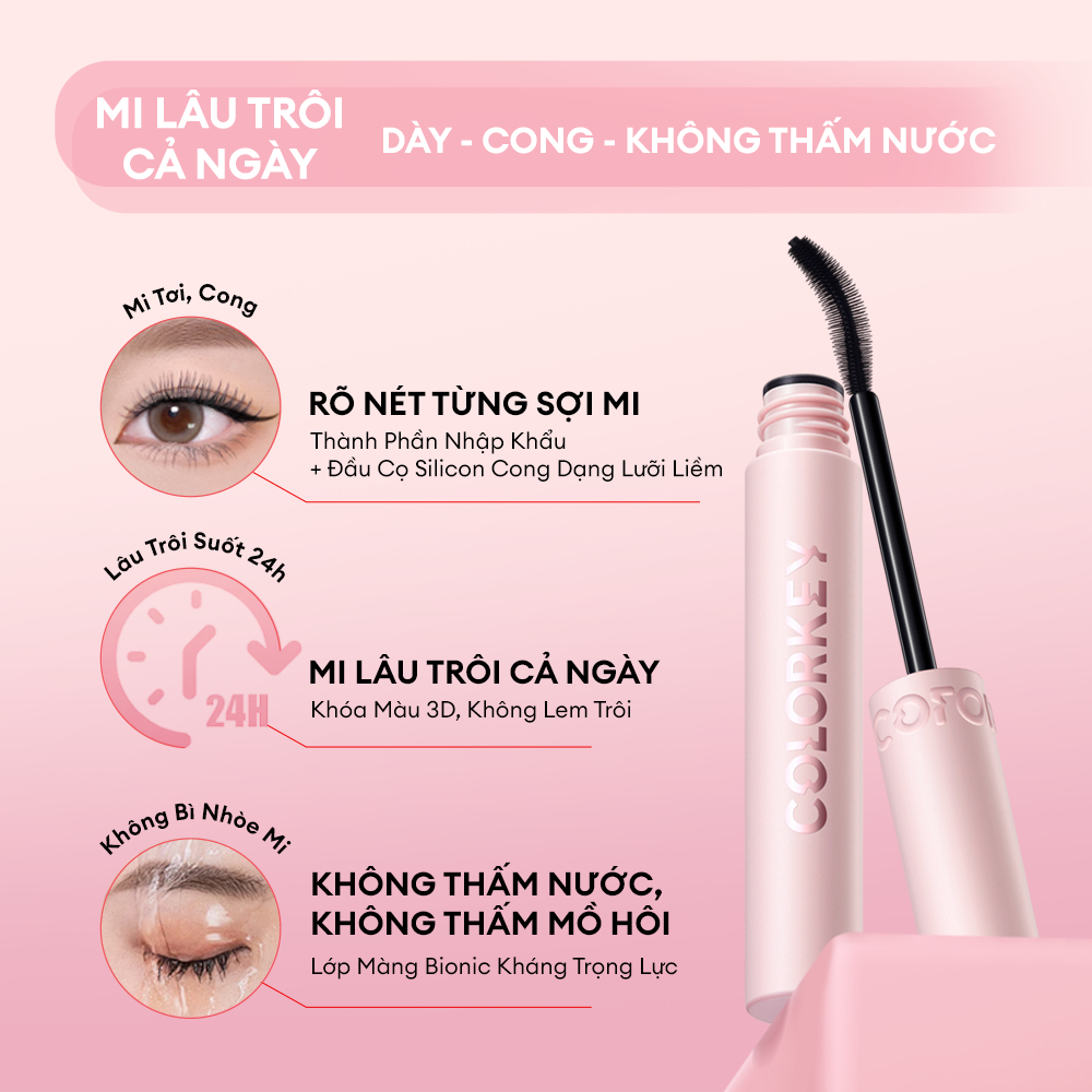 [Hàng Chính Hãng]Mascara Chuốt Mi Colorkey 4.5/6g Giúp Làm Dài Dày, Cong Mi - Lâu Trôi Không Vón Cục | BigBuy360 - bigbuy360.vn