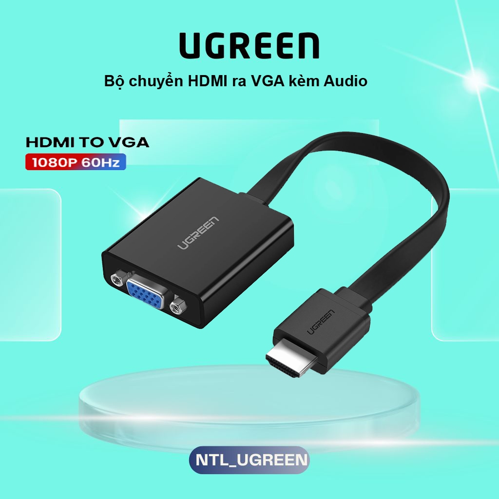 Cáp Chuyển HDMI to VGA Ugreen MM103 HDMI Male to VGA FeMale AUDIO 3.5mm