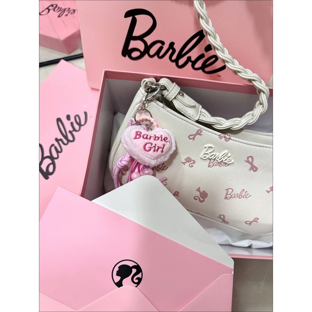 Túi đeo vai Barbie / Barbie light luxury niche girl trái tim nổi cho nữ
