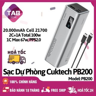  Sạc Dự Phòng Cuktech PB200 20000mAh 2C1A 100W PPS5A QC Mi Turbro - Bảo Hành 18 Tháng 