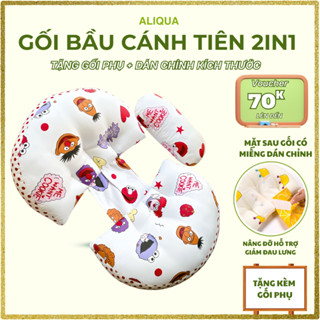 Gối Bầu Cánh Tiên Kèm Gối Phụ Nhỏ, Nâng Đỡ Hỗ Trợ Giảm Đau Lưng, Có Thể Tùy Chỉnh Kích Thước 2 Bên