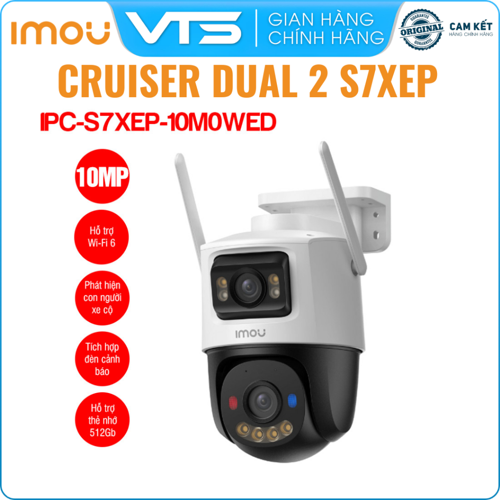 Camera Wifi IMOU 2 Mắt Cruiser Dual 2 S7XEP 6MP/10MP, S7XFP PRO 8MP, S7UP 11MP, Báo Động Đèn Xanh Đỏ