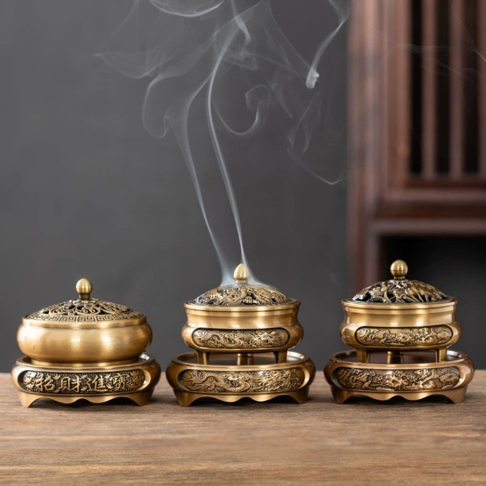  Lư Xông Trầm Hương - Đỉnh Đốt Nhang Bằng Hợp Kim Đồng Đúc Nguyên Khối Thiết Kế Tinh Xảo mẫu Long Phụng 