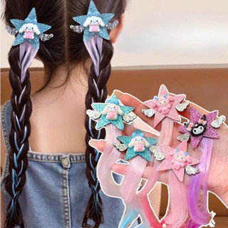 Kẹp tóc giả cho bé gái hình Kuromi Melody Cinnamoroll Pony Kitty Lọn tóc giả màu sắc cho bé gái