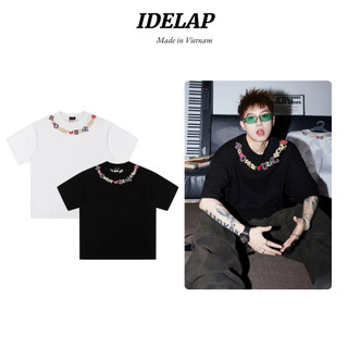 Áo Thun Thêu Vòng Cổ Form Rộng Vải Cotton Unisex
