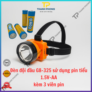  Đèn pin đội đầu G8-325 tặng kèm 3 viên pin Con Ó AA  Lắp pin tiểu AA  -  CHÍNH HÃNG  