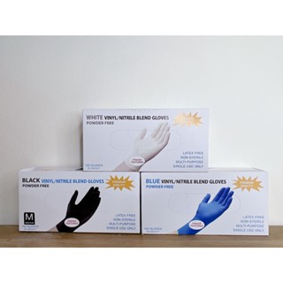 Hộp 100 Chiếc Găng Tay Đen Trắng  Cao Su Không Bột Bao Tay Cao Su Không Bột Đen Nhám Làm Tóc Nấu Ăn Spa Phun Xăm Hàng L1