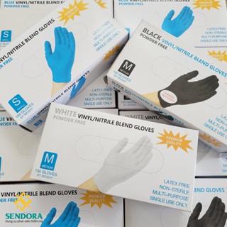 Hộp 100 Chiếc Găng Tay Cao Su Không Bột Màu Trắng Xanh Đen - Dùng Trong Spa, Salon, Phun Xăm, Y Tế