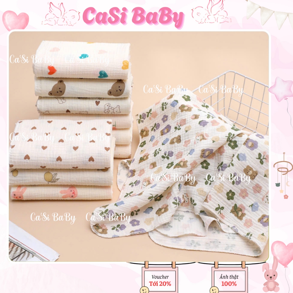 Khăn tắm xô muslin cao cấp 4 lớp đa năng cho bé CaSi BaBy