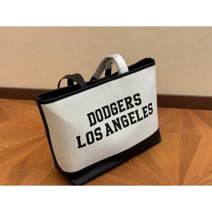 Túi Tote Chính Hãng MLB Varsity Jacquard LA Dodgers 3AORL104N-07CRM Màu Đen Xám