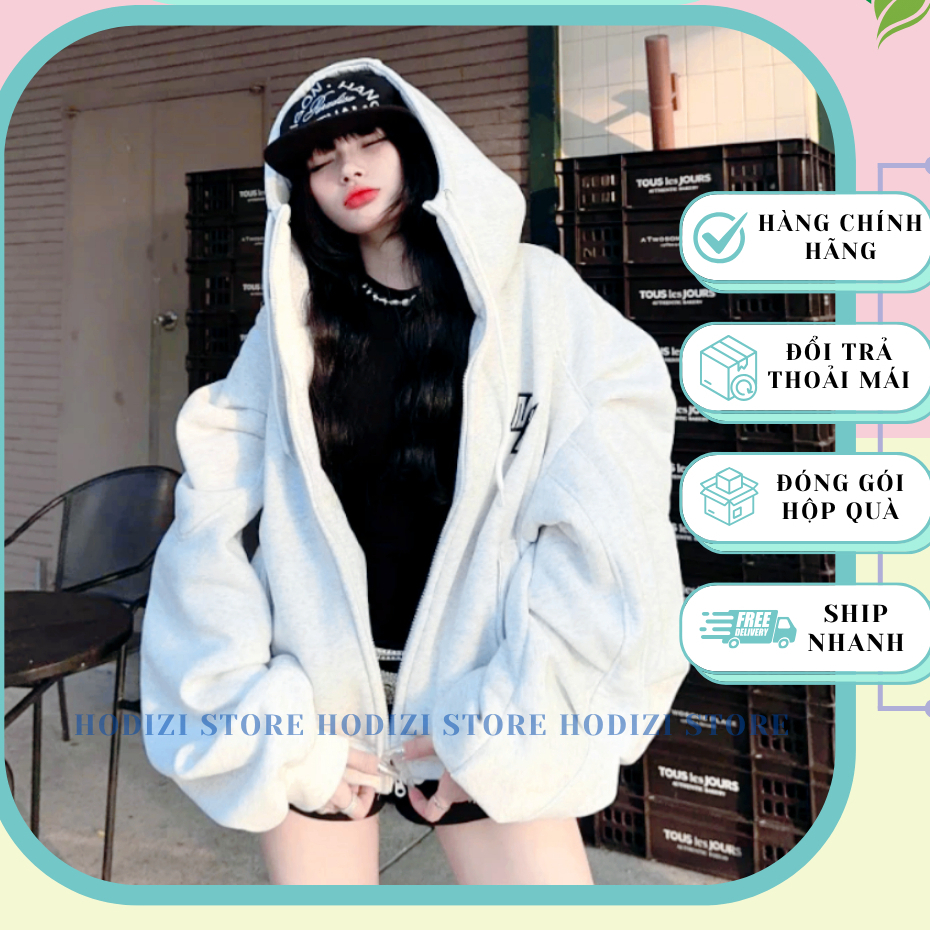 Áo Khoác Hoodie Zip nam nữ dày dặn 2 lớp mũ to rộng chất nỉ bông chống nắng tốt IN Chữ NK - Hoodie z