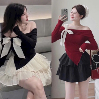  Set váy nữ áo trễ vai - váy voan hai tầng bồng bềnh đi du lịch đi chơi A339 