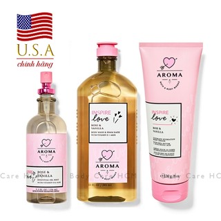   Hàng Mỹ  Sữa Tắm Tạo bọt Thư Giãn Inspire Love Rose & Vanilla | Home Spa | Bath and Body Works 295ml - Chính hãng Mỹ 