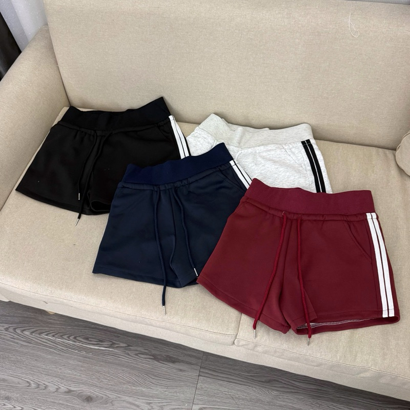 Quần Shorts nỉ Phối Sọc Trắng,Quần Đùi Nữ Cạp Chun Viền Sọc có Dây rút Thể Thao Xuân hè JUDIE.Closet | BigBuy360 - bigbuy360.vn