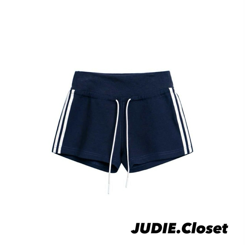 Quần Shorts nỉ Phối Sọc Trắng,Quần Đùi Nữ Cạp Chun Viền Sọc có Dây rút Thể Thao Xuân hè JUDIE.Closet | BigBuy360 - bigbuy360.vn