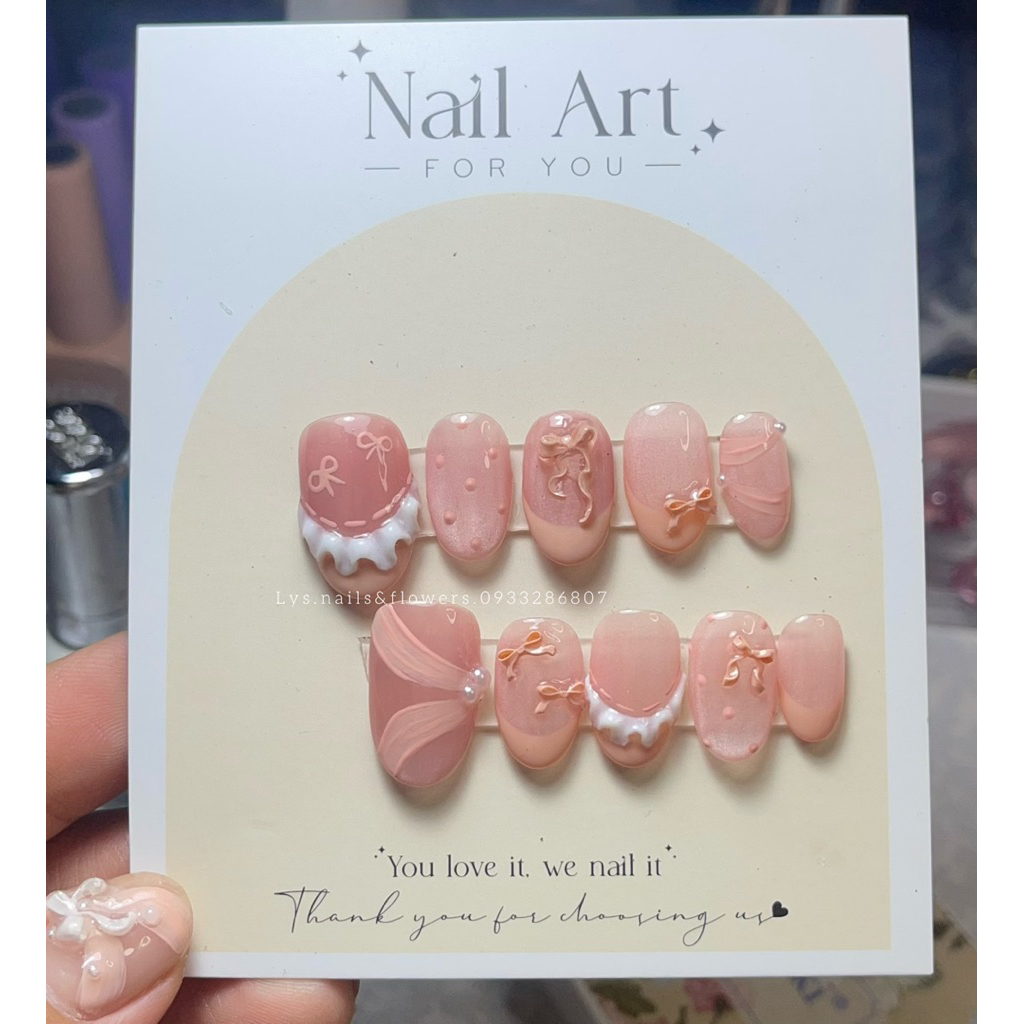Nailbox thiết kế - tone hồng kiểu hàn quốc đáng iu