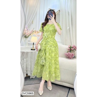 Váy Thiết Kế DVC - Váy Xòe Xanh Cốm Họa Tiết, Tag Hoa Eo DVC5965 - DOLCE VIVA COLLECTION