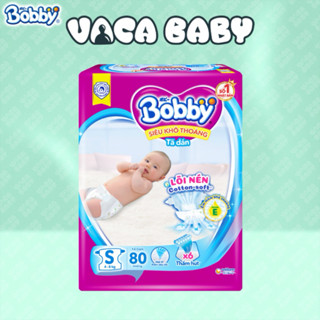 Tã Bỉm Dán Bobby S80/M76/L68/XL62/XXL56 mới- Lõi nén cotton-soft 3mm
