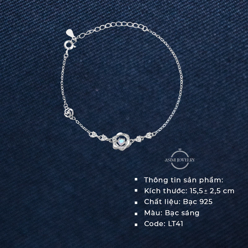 Lắc tay bạc Ý S925 Hoa Sương Asimi Blossom Veil LT41 3