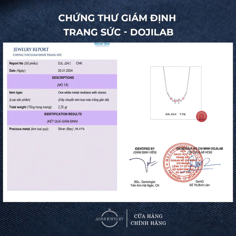 Dây chuyền bạc nữ S925 Nơ Hồng Daisy Asimi Daisy Róse DC68 6
