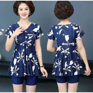  MS53 50-65kg 2xl big size  Áo bơi nữ trung niên kèm quần đùi size đại   áo bơi cho người béo ,che bụng. 
