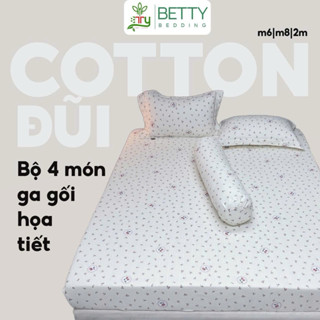 Bộ Ga Gối Cotton Đũi/ SET 4 Món, Chất vải thoáng mát, họa tiết siêu xinh