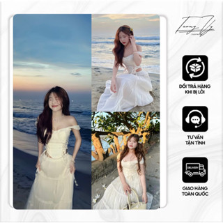 ( có bigsize ) Set corset nàng thơ trễ vai + váy maxi dài đi biển siêu xinh xắn dễ thương by Tườngg Vyy Store SNTĐBN103