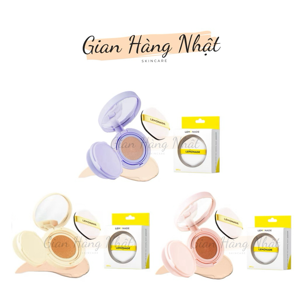 Combo Phấn Nước Cushion Lemonade và Set 3 bông phấn tán nền Cushion Puff