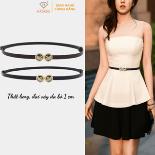 Thắt lưng nữ, đai váy da bò HADADA cỡ nhỏ 1cm đính đá hình thiên nga đẹp mắt DV310